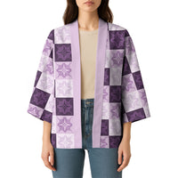 Lavender Manta Ray Hawaiian Quilt Motif Kimono LT05 - Polynesian Pride