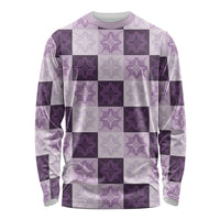 Lavender Manta Ray Hawaiian Quilt Motif Long Sleeve Shirt LT05 Unisex Purple - Polynesian Pride
