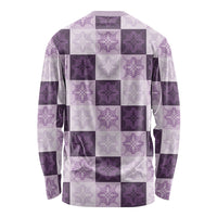 Lavender Manta Ray Hawaiian Quilt Motif Long Sleeve Shirt LT05 - Polynesian Pride