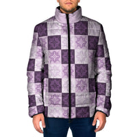 Lavender Manta Ray Hawaiian Quilt Motif Padded Jacket LT05 Men Purple - Polynesian Pride