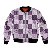 Lavender Manta Ray Hawaiian Quilt Motif Sleeve Zip Bomber Jacket LT05 Unisex Purple - Polynesian Pride