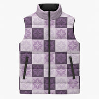 Lavender Manta Ray Hawaiian Quilt Motif Sleeveless Puffer Jacket LT05 Unisex Purple - Polynesian Pride