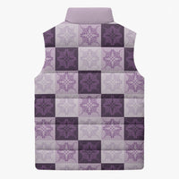 Lavender Manta Ray Hawaiian Quilt Motif Sleeveless Puffer Jacket LT05 - Polynesian Pride