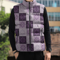 Lavender Manta Ray Hawaiian Quilt Motif Sleeveless Puffer Jacket LT05 - Polynesian Pride