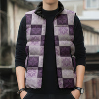 Lavender Manta Ray Hawaiian Quilt Motif Sleeveless Puffer Jacket LT05 - Polynesian Pride