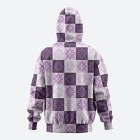 Lavender Manta Ray Hawaiian Quilt Motif Zip Hoodie LT05 - Polynesian Pride