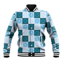 Cyan Manta Ray Hawaiian Quilt Motif Baseball Jacket LT05 Unisex Blue - Polynesian Pride