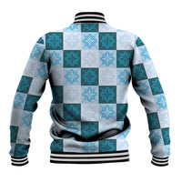 Cyan Manta Ray Hawaiian Quilt Motif Baseball Jacket LT05 - Polynesian Pride