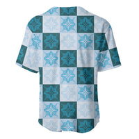 Cyan Manta Ray Hawaiian Quilt Motif Baseball Jersey LT05 - Polynesian Pride