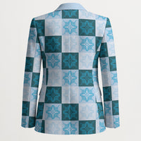 Cyan Manta Ray Hawaiian Quilt Motif Blazer LT05 - Polynesian Pride