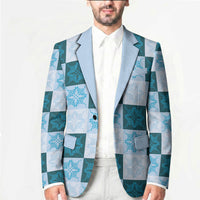 Cyan Manta Ray Hawaiian Quilt Motif Blazer LT05 - Polynesian Pride