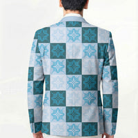Cyan Manta Ray Hawaiian Quilt Motif Blazer LT05 - Polynesian Pride