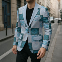 Cyan Manta Ray Hawaiian Quilt Motif Blazer LT05 - Polynesian Pride