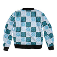 Cyan Manta Ray Hawaiian Quilt Motif Bomber Jacket LT05 - Polynesian Pride