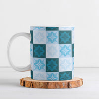 Cyan Manta Ray Hawaiian Quilt Motif Ceramic Mug LT05 Blue - Polynesian Pride