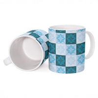 Cyan Manta Ray Hawaiian Quilt Motif Ceramic Mug LT05 - Polynesian Pride