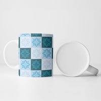 Cyan Manta Ray Hawaiian Quilt Motif Ceramic Mug LT05 - Polynesian Pride