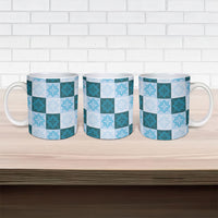 Cyan Manta Ray Hawaiian Quilt Motif Ceramic Mug LT05 - Polynesian Pride