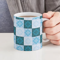 Cyan Manta Ray Hawaiian Quilt Motif Ceramic Mug LT05 - Polynesian Pride