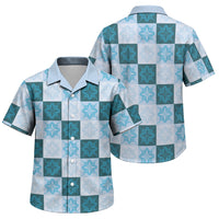 Cyan Manta Ray Hawaiian Quilt Motif Family Matching Mermaid Dress and Hawaiian Shirt LT05 Son's Shirt Blue - Polynesian Pride