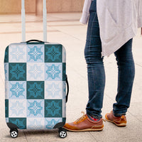 Cyan Manta Ray Hawaiian Quilt Motif Luggage Cover LT05 Blue - Polynesian Pride