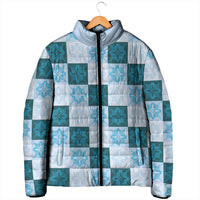 Cyan Manta Ray Hawaiian Quilt Motif Padded Jacket LT05 - Polynesian Pride