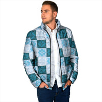 Cyan Manta Ray Hawaiian Quilt Motif Padded Jacket LT05 - Polynesian Pride