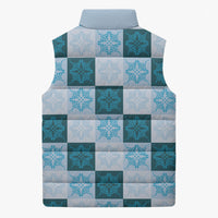Cyan Manta Ray Hawaiian Quilt Motif Sleeveless Puffer Jacket LT05 - Polynesian Pride