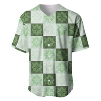 Sage Green Manta Ray Hawaiian Quilt Motif Baseball Jersey LT05 Green - Polynesian Pride