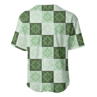 Sage Green Manta Ray Hawaiian Quilt Motif Baseball Jersey LT05 - Polynesian Pride