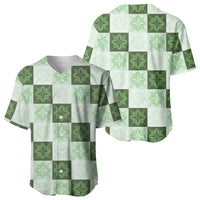Sage Green Manta Ray Hawaiian Quilt Motif Baseball Jersey LT05 - Polynesian Pride