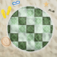 Sage Green Manta Ray Hawaiian Quilt Motif Beach Blanket LT05 One Size 150cm Green - Polynesian Pride