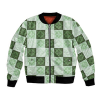 Sage Green Manta Ray Hawaiian Quilt Motif Bomber Jacket LT05 Unisex Green - Polynesian Pride