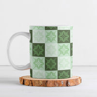 Sage Green Manta Ray Hawaiian Quilt Motif Ceramic Mug LT05 Green - Polynesian Pride