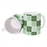 Sage Green Manta Ray Hawaiian Quilt Motif Ceramic Mug LT05 - Polynesian Pride