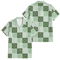 Sage Green Manta Ray Hawaiian Quilt Motif Family Matching Mermaid Dress and Hawaiian Shirt LT05 Dad's Shirt - Short Sleeve Green - Polynesian Pride
