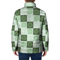 Sage Green Manta Ray Hawaiian Quilt Motif Padded Jacket LT05 - Polynesian Pride