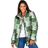 Sage Green Manta Ray Hawaiian Quilt Motif Padded Jacket LT05 Women Green - Polynesian Pride