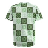 Sage Green Manta Ray Hawaiian Quilt Motif Rugby Jersey LT05 - Polynesian Pride