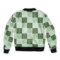 Sage Green Manta Ray Hawaiian Quilt Motif Sleeve Zip Bomber Jacket LT05 - Polynesian Pride