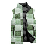 Sage Green Manta Ray Hawaiian Quilt Motif Sleeveless Puffer Jacket LT05 - Polynesian Pride