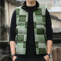 Sage Green Manta Ray Hawaiian Quilt Motif Sleeveless Puffer Jacket LT05 - Polynesian Pride