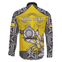 Personalised Happy Niue Constitution Day Family Matching Tank Maxi Dress and Hawaiian Shirt Niuean Crab Hiapo Pattern Yellow Version LT05 - Polynesian Pride