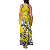 Personalised Happy Niue Constitution Day Family Matching Tank Maxi Dress and Hawaiian Shirt Niuean Crab Hiapo Pattern Yellow Version LT05 - Polynesian Pride