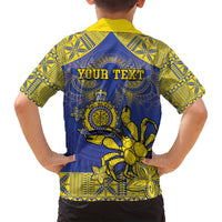 Personalised Niue The Rock Family Matching Summer Maxi Dress and Hawaiian Shirt Niuean Crab Hiapo Pattern Blue Version LT05 - Polynesian Pride