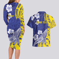 Personalised Nauru 92nd Anniversary Of Angam Couples Matching Long Sleeve Bodycon Dress and Hawaiian Shirt Polynesian Whale Pattern LT05 - Polynesian Pride