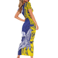 Personalised Nauru 92nd Anniversary Of Angam Family Matching Short Sleeve Bodycon Dress and Hawaiian Shirt Polynesian Whale Pattern LT05 - Polynesian Pride