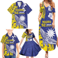 Personalised Nauru 92nd Anniversary Of Angam Family Matching Summer Maxi Dress and Hawaiian Shirt Polynesian Whale Pattern LT05 - Polynesian Pride