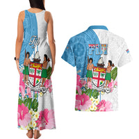 Fiji Day Couples Matching Tank Maxi Dress and Hawaiian Shirt Tanoa Hibiscus Fijian Tapa Masi Pattern LT05 - Polynesian Pride