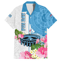 Fiji Day Family Matching Long Sleeve Bodycon Dress and Hawaiian Shirt Tanoa Hibiscus Fijian Tapa Masi Pattern LT05 Dad's Shirt - Short Sleeve White - Polynesian Pride